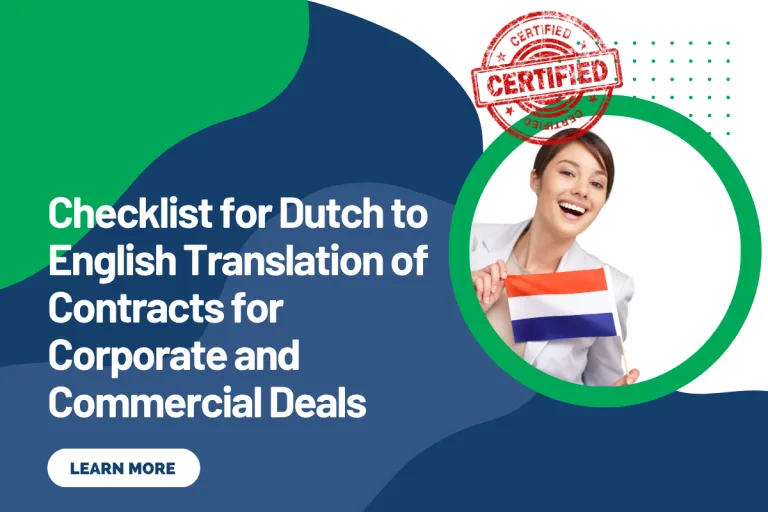 Checklist for Dutch to English Translation of Contracts for Corporate and Commercial Deals